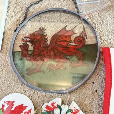 LOT 66M: Wales Flags & Memorabilia Collection incl. 2002 Crosa Welsh Dragon Statue