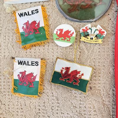 LOT 66M: Wales Flags & Memorabilia Collection incl. 2002 Crosa Welsh Dragon Statue