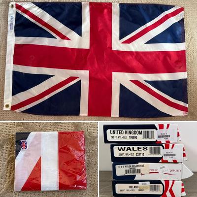 LOT 67M: Collection of Irish & British Nyl-Glo Flags