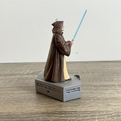 LOT 68L: Collection of Star Wars Toys / Figurines, Hallmark Keepsake Obi-Wan Ornament w/ Box & Sticker Book