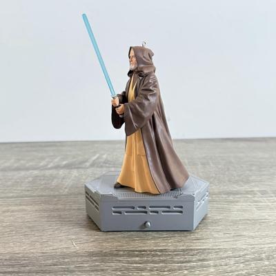LOT 68L: Collection of Star Wars Toys / Figurines, Hallmark Keepsake Obi-Wan Ornament w/ Box & Sticker Book