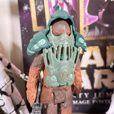 LOT 68L: Collection of Star Wars Toys / Figurines, Hallmark Keepsake Obi-Wan Ornament w/ Box & Sticker Book