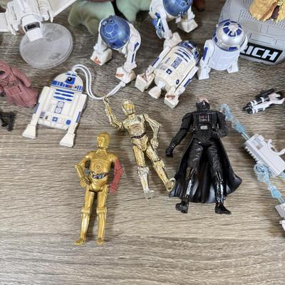 LOT 68L: Collection of Star Wars Toys / Figurines, Hallmark Keepsake Obi-Wan Ornament w/ Box & Sticker Book