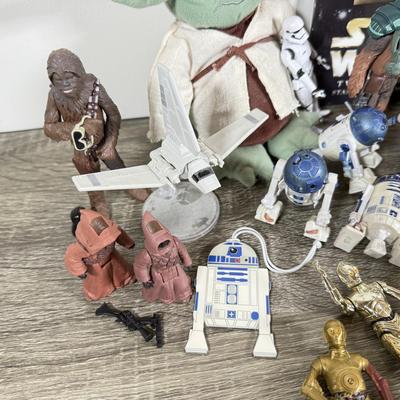 LOT 68L: Collection of Star Wars Toys / Figurines, Hallmark Keepsake Obi-Wan Ornament w/ Box & Sticker Book