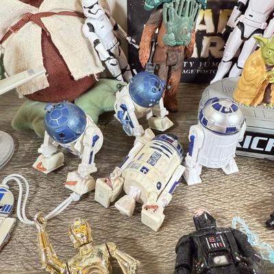 LOT 68L: Collection of Star Wars Toys / Figurines, Hallmark Keepsake Obi-Wan Ornament w/ Box & Sticker Book