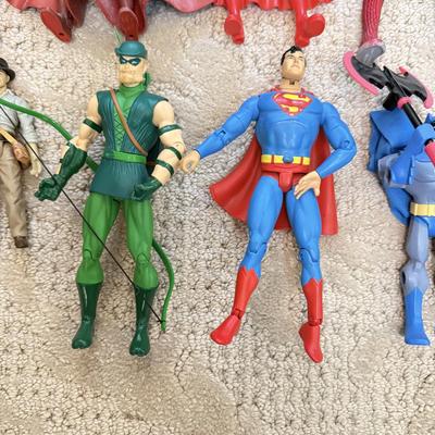 LOT 69L: Collection of Toys, Action Figures, Comics & More - Indiana Jones, DC Comics, Spiderman, Mr. Bean, 1950s Illustrated Classics