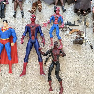 LOT 69L: Collection of Toys, Action Figures, Comics & More - Indiana Jones, DC Comics, Spiderman, Mr. Bean, 1950s Illustrated Classics