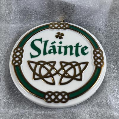 LOT 74M: Ireland Nyl-Glo Flag, Fitzgerald's Irish Turf, Hallmark Keepsake Ornaments w/ Boxes, Irish / Celtic Music CDs & More