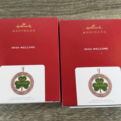 LOT 74M: Ireland Nyl-Glo Flag, Fitzgerald's Irish Turf, Hallmark Keepsake Ornaments w/ Boxes, Irish / Celtic Music CDs & More