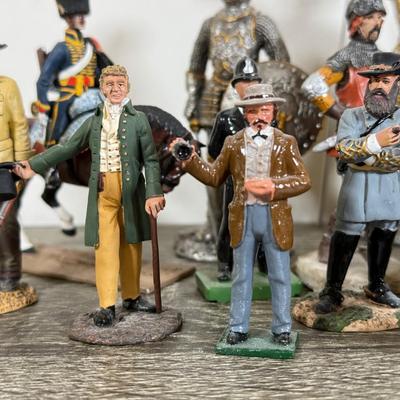 LOT 75M: Mini Metal & More Figurines incl. King & Country - Winston Churchill, HM King Charles III, Rooster Cogburn & Hercule...