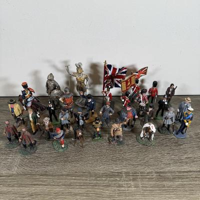 LOT 75M: Mini Metal & More Figurines incl. King & Country - Winston Churchill, HM King Charles III, Rooster Cogburn & Hercule...