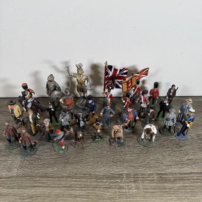 LOT 75M: Mini Metal & More Figurines incl. King & Country - Winston Churchill, HM King Charles III, Rooster Cogburn & Hercule...