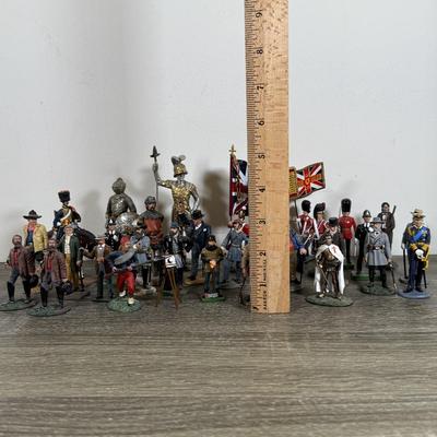 LOT 75M: Mini Metal & More Figurines incl. King & Country - Winston Churchill, HM King Charles III, Rooster Cogburn & Hercule...