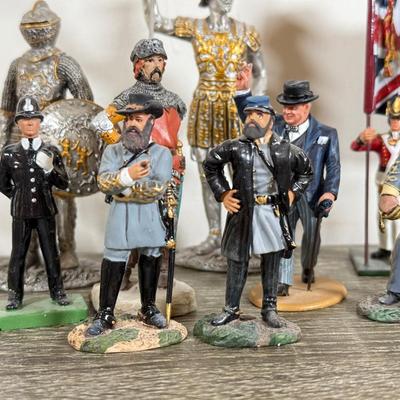 LOT 75M: Mini Metal & More Figurines incl. King & Country - Winston Churchill, HM King Charles III, Rooster Cogburn & Hercule...