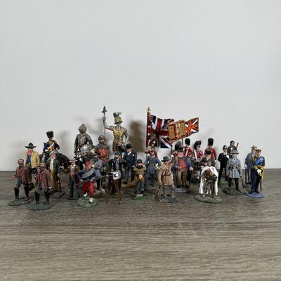 LOT 75M: Mini Metal & More Figurines incl. King & Country - Winston Churchill, HM King Charles III, Rooster Cogburn & Hercule...