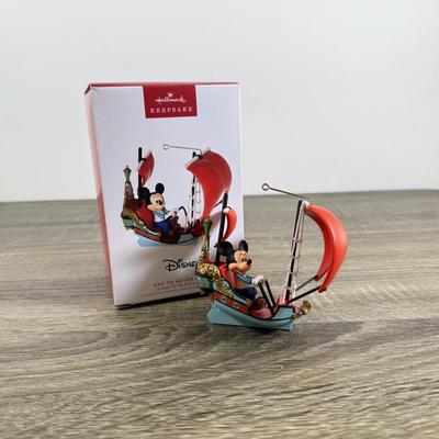 LOT 79M: Disney Hallmark Keepsake Ornaments w/ Boxes - Haunted Mansion, Peter Pan's Flight, Cinderella's Castle,...