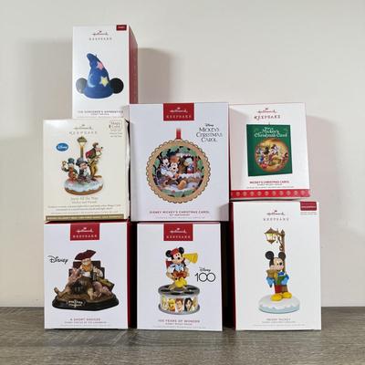 LOT 80M: Disney Hallmark Keepsake Ornaments w/ Boxes - Mickey's Christmas Carol, Pirates of the Caribbean, Jazzy All the Way, 100...