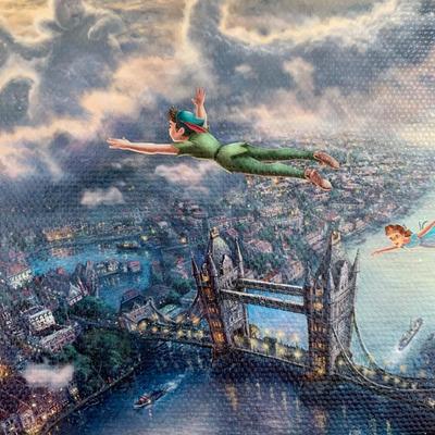LOT 82 M: Thomas Kinkade Studios Disney Prints: "Mickey And Minnie In London" & "Tinker Bell And Peter Pan Fly To...