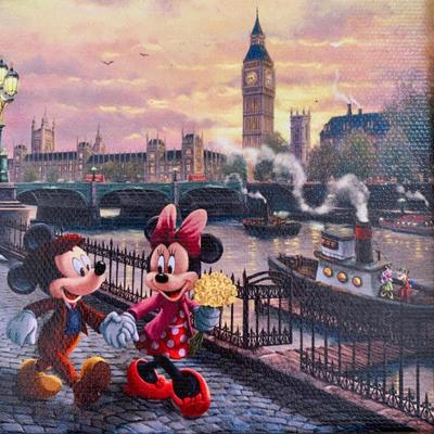 LOT 82 M: Thomas Kinkade Studios Disney Prints: "Mickey And Minnie In London" & "Tinker Bell And Peter Pan Fly To...