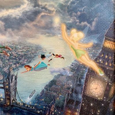 LOT 82 M: Thomas Kinkade Studios Disney Prints: "Mickey And Minnie In London" & "Tinker Bell And Peter Pan Fly To...