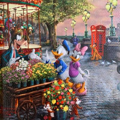 LOT 82 M: Thomas Kinkade Studios Disney Prints: "Mickey And Minnie In London" & "Tinker Bell And Peter Pan Fly To...