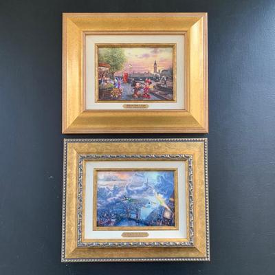 LOT 82 M: Thomas Kinkade Studios Disney Prints: "Mickey And Minnie In London" & "Tinker Bell And Peter Pan Fly To...