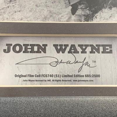 LOT 92 M: Framed John Wayne Collection: First Day Issue Stagecoach Stamp, Limited Edition Film Cells, Rio Bravo "Dynamite"...