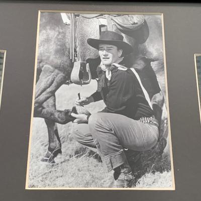 LOT 92 M: Framed John Wayne Collection: First Day Issue Stagecoach Stamp, Limited Edition Film Cells, Rio Bravo "Dynamite"...