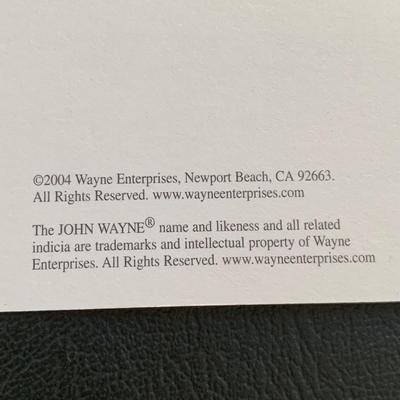 LOT 93 M: John Wayne Collection: 6 oz Stainless Steel Flask, Stamp Lapel Pins, Franklin Mint Collector's Playing Card Set, & More