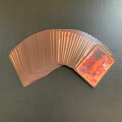 LOT 93 M: John Wayne Collection: 6 oz Stainless Steel Flask, Stamp Lapel Pins, Franklin Mint Collector's Playing Card Set, & More