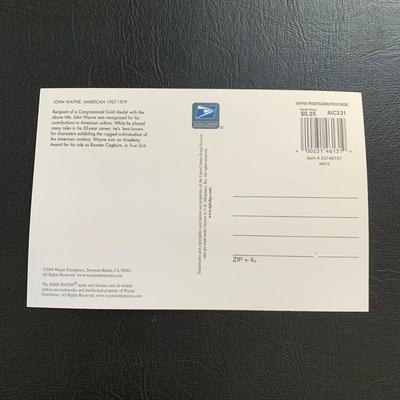 LOT 93 M: John Wayne Collection: 6 oz Stainless Steel Flask, Stamp Lapel Pins, Franklin Mint Collector's Playing Card Set, & More