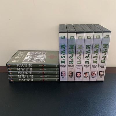 LOT 94 M: M*A*S*H Collection; Coffee Mug, Iron On Patch, DVD's Season 1 - 11, & Framed Infograph