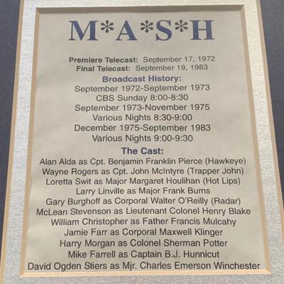 LOT 94 M: M*A*S*H Collection; Coffee Mug, Iron On Patch, DVD's Season 1 - 11, & Framed Infograph