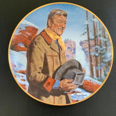 LOT 98 M: John Wayne Limited Edition Porcelain Plate Collection; Franklin Mint by Robert Tomenbaum; "The Legend Lives On",...