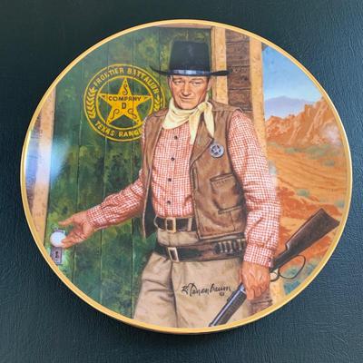 LOT 98 M: John Wayne Limited Edition Porcelain Plate Collection; Franklin Mint by Robert Tomenbaum; "The Legend Lives On",...