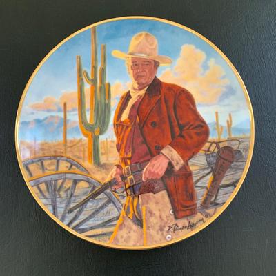 LOT 98 M: John Wayne Limited Edition Porcelain Plate Collection; Franklin Mint by Robert Tomenbaum; "The Legend Lives On",...