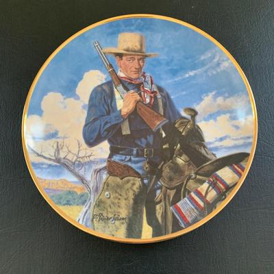 LOT 98 M: John Wayne Limited Edition Porcelain Plate Collection; Franklin Mint by Robert Tomenbaum; "The Legend Lives On",...