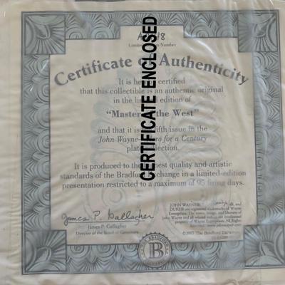 LOT 99 M: John Wayne Limited Edition Porcelain Plate Collection; Franklin Mint by Robert Tomenbaum & Bradford Exchange by David Sutton