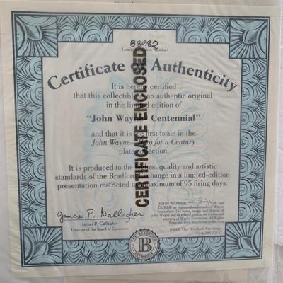 LOT 100 M: John Wayne Limited Edition Porcelain Plate Collection: Ernst Co. / Republic Pictures, Bradford Exchange, & Franklin Mint