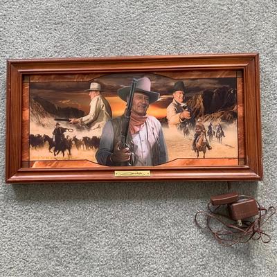 LOT 102 M: Bradford Exchange Limited Edition John Wayne "Stained Glass" Light Boxes; "Hero Of The West" 2006 &...