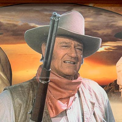 LOT 102 M: Bradford Exchange Limited Edition John Wayne "Stained Glass" Light Boxes; "Hero Of The West" 2006 &...
