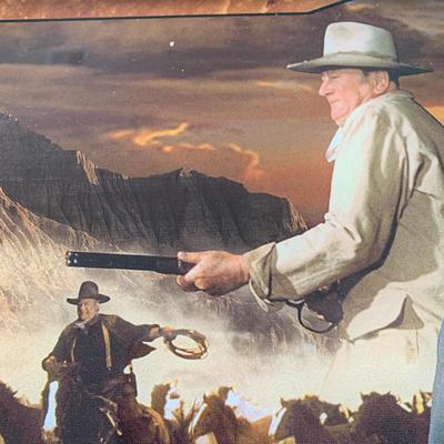 LOT 102 M: Bradford Exchange Limited Edition John Wayne "Stained Glass" Light Boxes; "Hero Of The West" 2006 &...