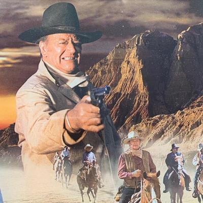 LOT 102 M: Bradford Exchange Limited Edition John Wayne "Stained Glass" Light Boxes; "Hero Of The West" 2006 &...