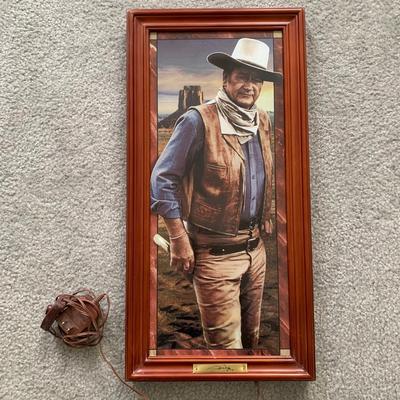 LOT 102 M: Bradford Exchange Limited Edition John Wayne "Stained Glass" Light Boxes; "Hero Of The West" 2006 &...