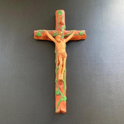 LOT 108 M: Religious Collection: Crucifixes, Figures, Teleflora Music Box, & Hidden Nativity Egg