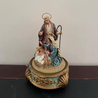 LOT 108 M: Religious Collection: Crucifixes, Figures, Teleflora Music Box, & Hidden Nativity Egg