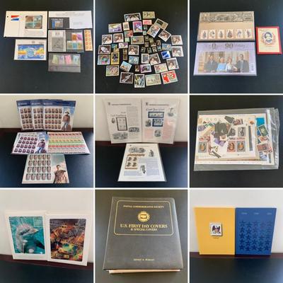 LOT 113 M: Various Stamp Collection; John Wayne, Carl Sandburg, U.S. First Day Covers & Special Covers Book, & More