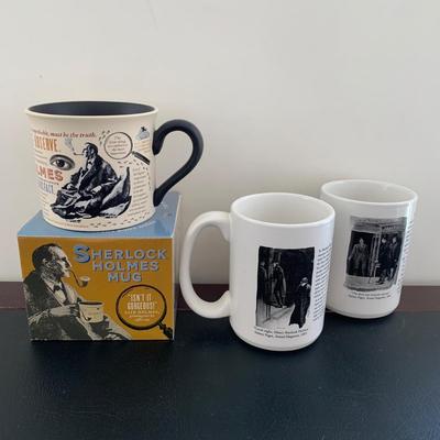 LOT 116 M: Sherlock Holmes Collection: DVDs, Book, Coffee Mugs, Desk Magnifier, & More