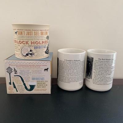 LOT 116 M: Sherlock Holmes Collection: DVDs, Book, Coffee Mugs, Desk Magnifier, & More