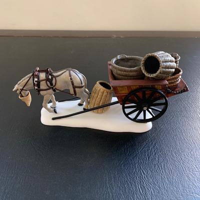 LOT 119 M: Department 56 Dickens Village Series "Horses At The Lampguard" & NIP "Red Lion Pub Beer Wagon"